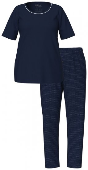 Ulla Popken 821244 Pyjama mit Punkten Dunkelblau - Pyjama/Loungewear - 