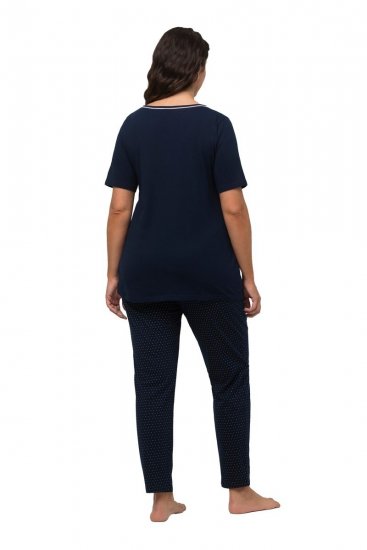 Ulla Popken 821244 Pyjama mit Punkten Dunkelblau - Pyjama/Loungewear - 