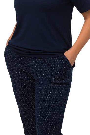 Ulla Popken 821244 Pyjama mit Punkten Dunkelblau - Pyjama/Loungewear - 