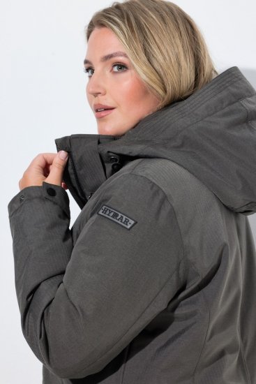 Ulla Popken 821737 Wattierter HYPRAR Parka mit Kapuze Dunkelgrau meliert - Jacken - Damenjacken in großen Größen