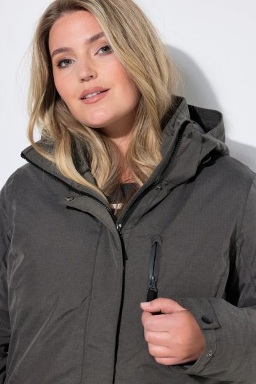 Ulla Popken 821737 Wattierter HYPRAR Parka mit Kapuze Dunkelgrau meliert - Jacken - Damenjacken in großen Größen