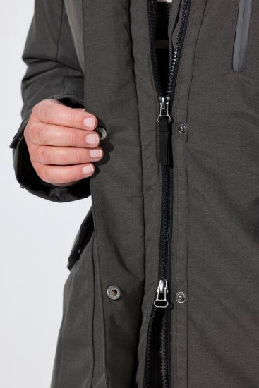 Ulla Popken 821737 Wattierter HYPRAR Parka mit Kapuze Dunkelgrau meliert - Jacken - Damenjacken in großen Größen