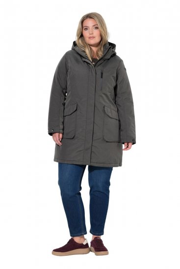 Ulla Popken 821737 Wattierter HYPRAR Parka mit Kapuze Dunkelgrau meliert - Jacken - Damenjacken in großen Größen