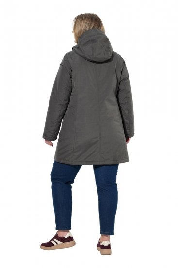 Ulla Popken 821737 Wattierter HYPRAR Parka mit Kapuze Dunkelgrau meliert - Jacken - Damenjacken in großen Größen
