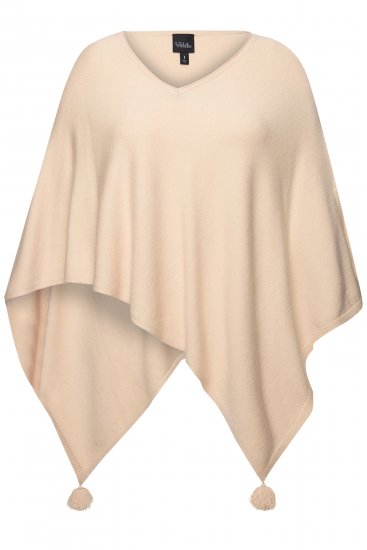 Ulla Popken Knit Pointed Hem Poncho Nature Melange - Hoodies & Sweatshirts - 