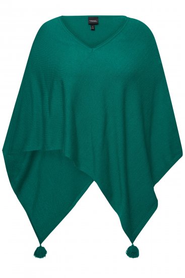 Ulla Popken Knit Pointed Hem Poncho Emerald Green - Hoodies & Sweatshirts - Kuschelige Sweatshirts & Strick