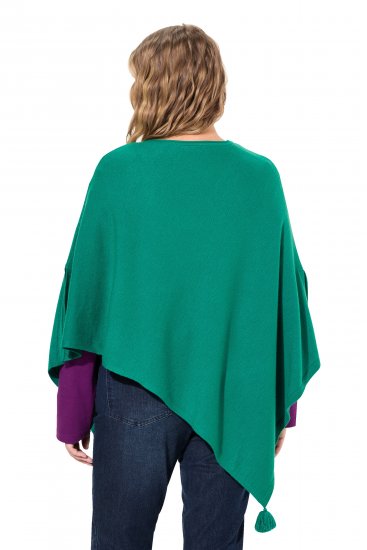 Ulla Popken Knit Pointed Hem Poncho Emerald Green - Hoodies & Sweatshirts - Kuschelige Sweatshirts & Strick
