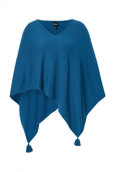 Ulla Popken Knit Pointed Hem Poncho Cerulean - Hoodies & Sweatshirts - Kuschelige Sweatshirts & Strick