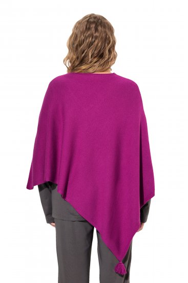 Ulla Popken Knit Pointed Hem Poncho Berry - Hoodies & Sweatshirts - 