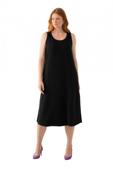Ulla Popken 823276 Ärmelloses Kleid Schwarz - Maxikleider - Maxikleider in großen Größen