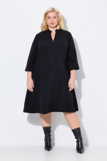 Ulla Popken 823290 Midikleid mit V-Ausschnitt Schwarz - Midikleider - Midikleider für Damen in großen Größen