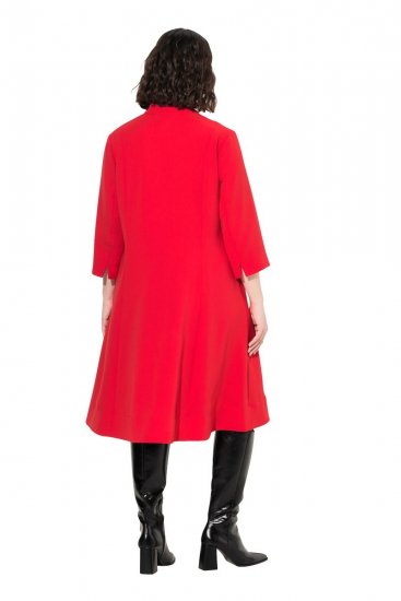 Ulla Popken 823290 Kleid in A-Linie mit Taschen Rot - Midikleider - Midikleider für Damen in großen Größen