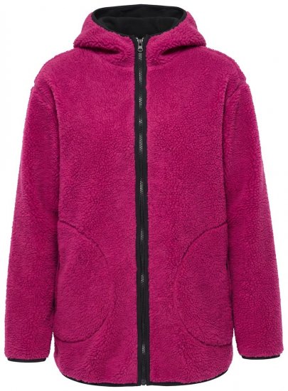 Ulla Popken 823371 Teddyjacke mit Kapuze und gesteppten Taschen Fuchsia - Fleecekleidung - 