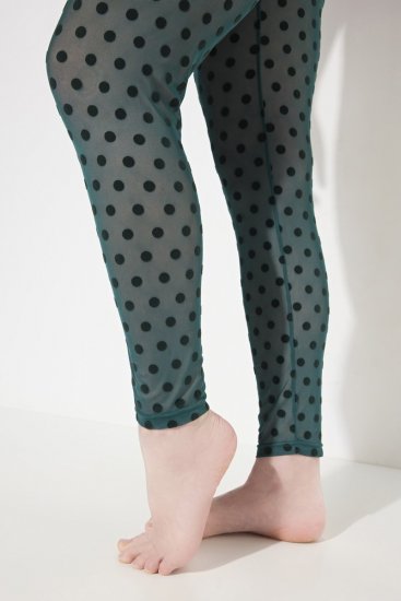 Ulla Popken 823383 Gepunktete Strumpfleggings Oliv - Strumpfhosen & Socken - 