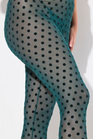 Ulla Popken 823383 Gepunktete Strumpfleggings Oliv - Strumpfhosen & Socken - 