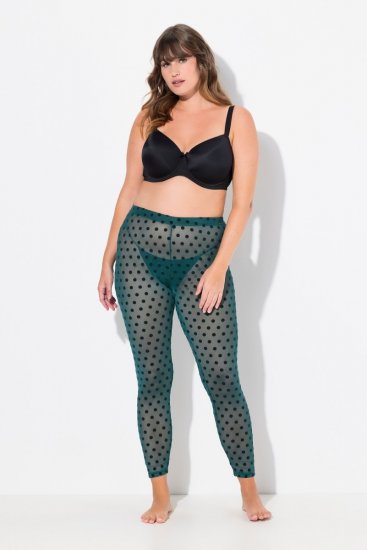 Ulla Popken 823383 Gepunktete Strumpfleggings Oliv - Strumpfhosen & Socken - 