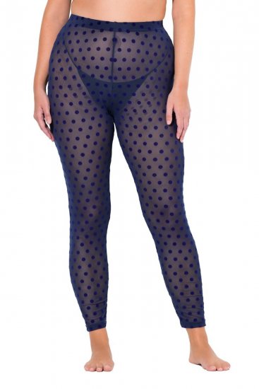 Ulla Popken 823383 Gepunktete Strumpfleggings Dunkelblau - Strumpfhosen & Socken - 