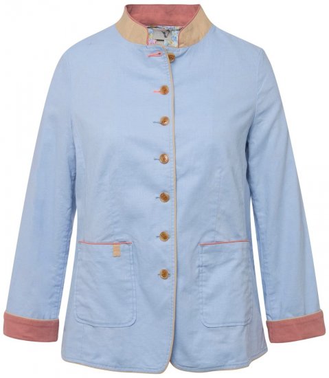 Ulla Popken 823538 Blazer aus Leinenmix mit Stehkragen Hellblau - Blazer - Blazer in großen Größen für Damen