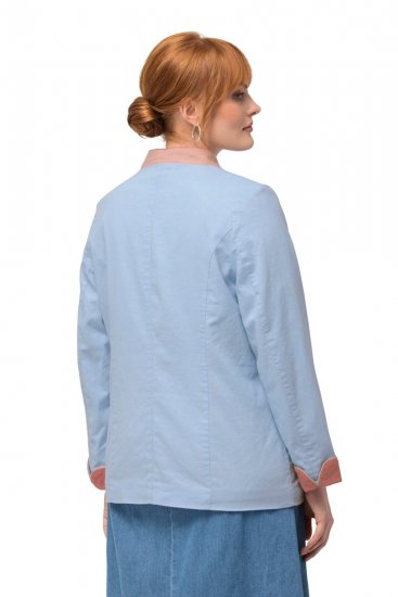Ulla Popken 823538 Blazer aus Leinenmix mit Stehkragen Hellblau - Blazer - Blazer in großen Größen für Damen