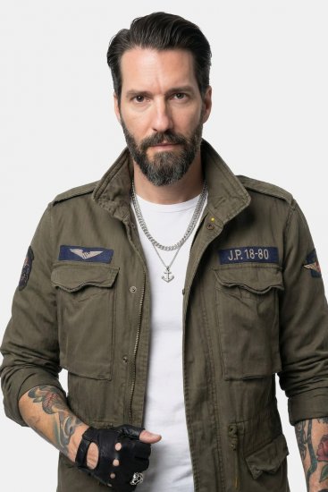 JP1880 Field Jacket with Badges Vintage Look TALL Moss Green - TALL jacken - TALL Jacken für große Herren