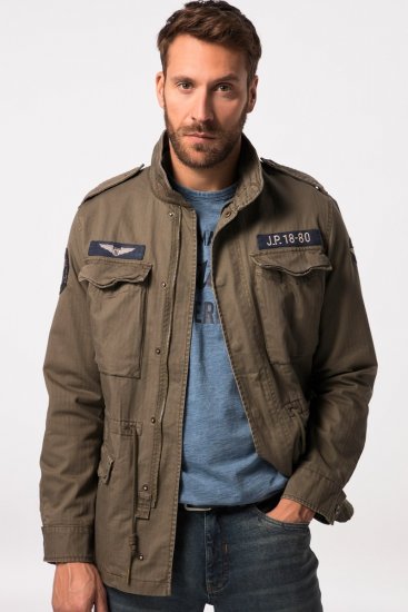 JP1880 Field Jacket with Badges Vintage Look TALL Moss Green - TALL jacken - TALL Jacken für große Herren
