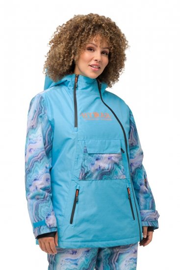 Ulla Popken 824429 Marmorierte Skijacke mit Dreifach-Funktion Blau - Skibekleidung - 