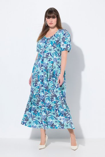 Ulla Popken 824966 Geblümtes Hemdblusenkleid Dunkelblau - Blusenkleider - 