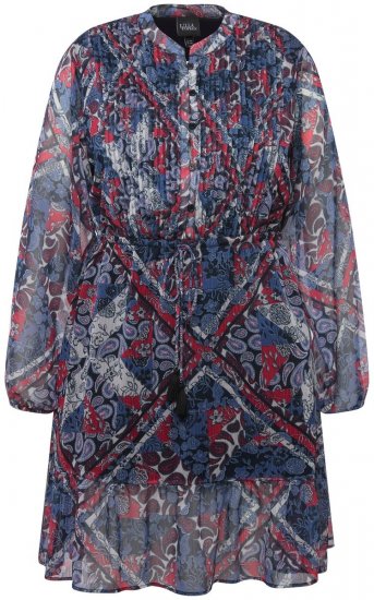 Ulla Popken 824976 Gemustertes Kleid Dunkelblau - Midikleider - Midikleider für Damen in großen Größen