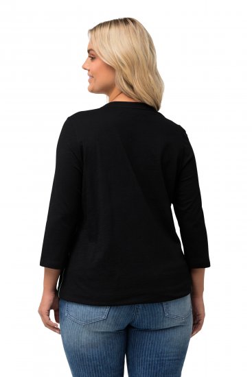 Ulla Popken Horticultural Graphic Floral Tee Black - Bedruckte T-shirts für herren - 