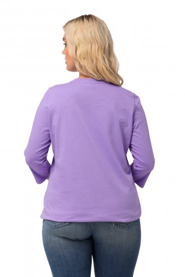 Ulla Popken Horticultural Graphic Floral Tee Pale Lilac - Bedruckte T-shirts für herren - 