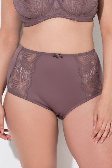 Ulla Popken 825788 Slips mit hoher Taille und Spitze Braun - Slips - 