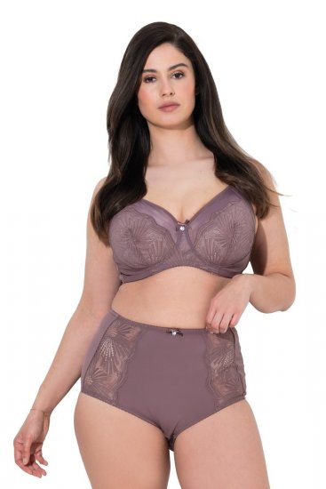 Ulla Popken 825788 Slips mit hoher Taille und Spitze Braun - Slips - 