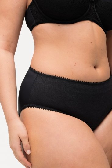 Ulla Popken 825790 Geblümte Slips mit Spitze Schwarz - Slips - 