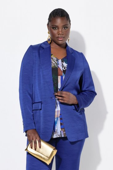Ulla Popken 826161 Strukturblazer mit Pattentaschen Dunkelblau - Blazer - Blazer in großen Größen für Damen