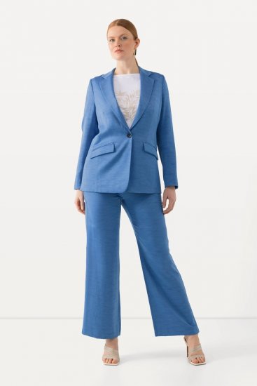 Ulla Popken 826163 Weite Anzughose Denimblau - Stoffhosen - Weite Stoffhosen für Damen in großen Größen