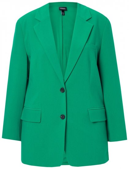 Ulla Popken 826487 Oversize-Blazer mit Pattentaschen Smaragdgrün - Blazer - Blazer in großen Größen für Damen