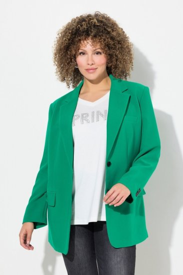 Ulla Popken 826487 Oversize-Blazer mit Pattentaschen Smaragdgrün - Blazer - Blazer in großen Größen für Damen