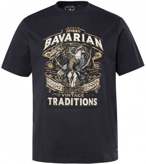 JP1880 Bavarian Design Vintage Looking T-Shirt Navy Blue - Herren-T-Shirts in großen Größen - Herren-T-Shirts in großen Größen
