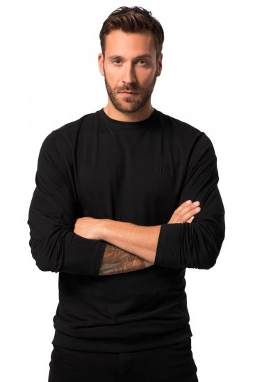 JP1880 827128 Langarmshirt mit Bauchfit Schwarz - Herren-T-shirts - Herren-T-Shirts in großen Größen