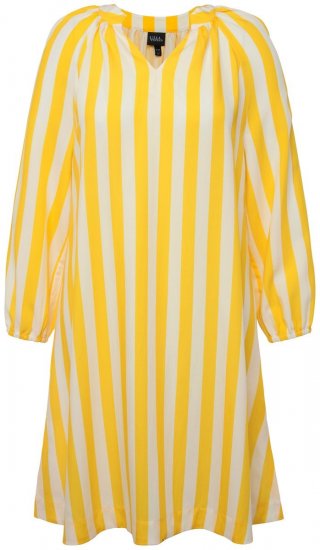 Ulla Popken 827653 Gestreiftes Kleid Gelb - Midikleider - Midikleider für Damen in großen Größen