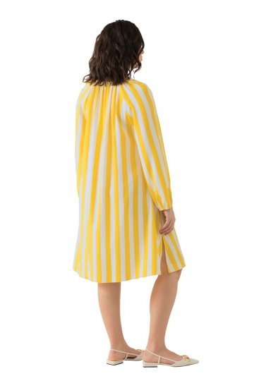 Ulla Popken 827653 Gestreiftes Kleid Gelb - Midikleider - Midikleider für Damen in großen Größen