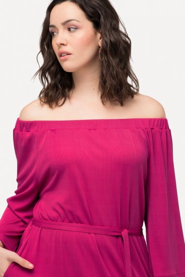 Ulla Popken 827740 Jerseykleid mit 3/4-Ärmeln Rosa - Midikleider - Midikleider für Damen in großen Größen