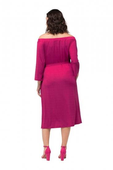 Ulla Popken 827740 Jerseykleid mit 3/4-Ärmeln Rosa - Midikleider - Midikleider für Damen in großen Größen