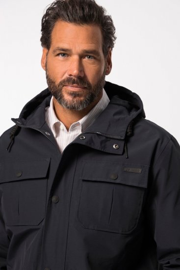 JP1880 828706 Regenjacke mit verdecktem Reißverschluss Marineblau - Herren jacken - Herren Jacken in großen Größen