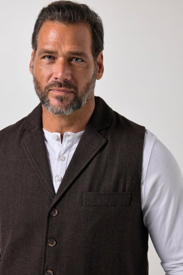 JP1880 828736 Tweedweste mit Strickrücken Dunkelbraun - Herrenanzüge und -blazer - Herrenanzüge und -blazer in großen Größen