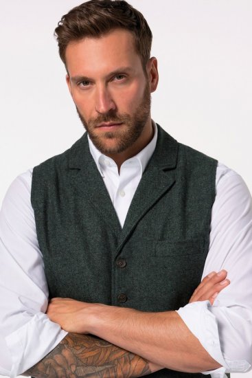 JP1880 828736 Tweedweste mit Strickrücken Flaschengrün - Herrenanzüge und -blazer - Herrenanzüge und -blazer in großen Größen