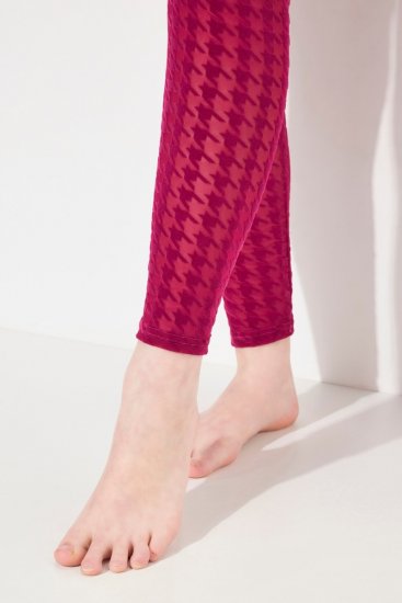 Ulla Popken 828982 Karierte Strumpfleggings Beerenrot - Strumpfhosen & Socken - 