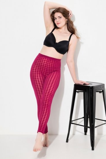 Ulla Popken 828982 Karierte Strumpfleggings Beerenrot - Strumpfhosen & Socken - 