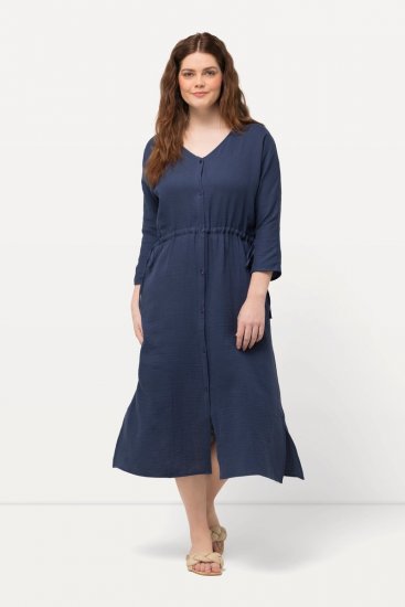 Ulla Popken 829143 Hemdblusenkleid Dunkelblau - Blusenkleider - 