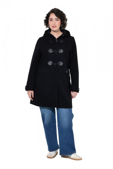 Ulla Popken 829347 Dufflecoat Schwarz - Mäntel - Damenmäntel in großen Größen